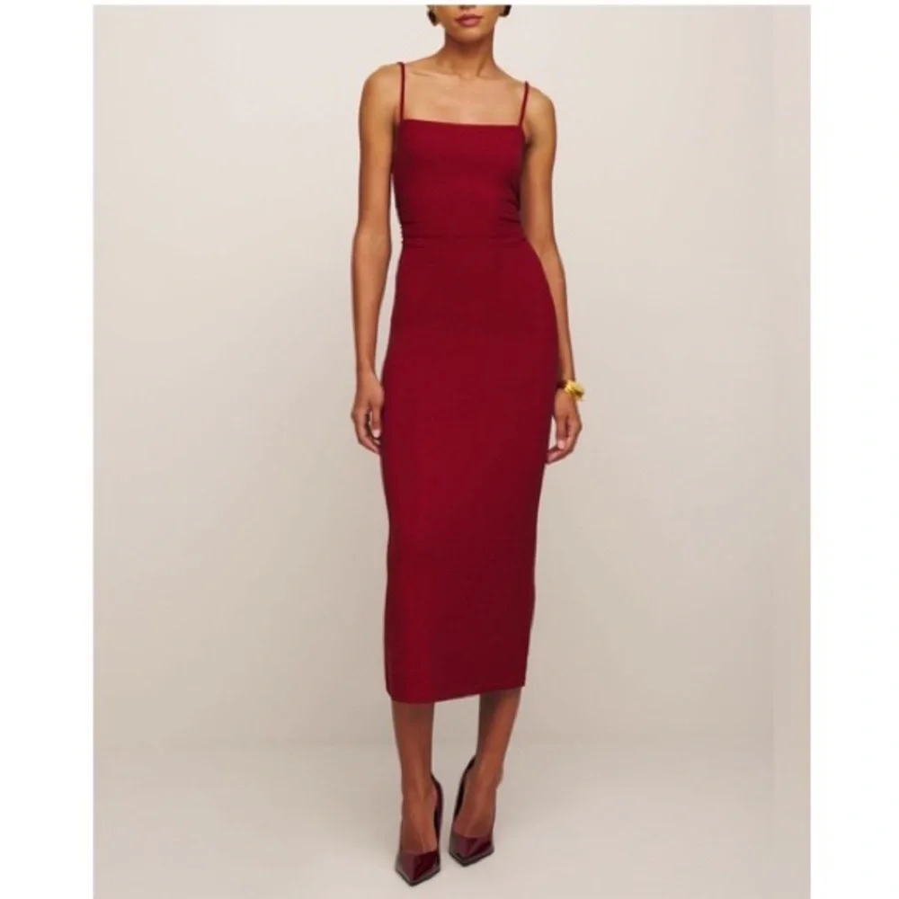 REFORMATION Breslin Knit Dress Red Sparkle - Picture 2 of 10